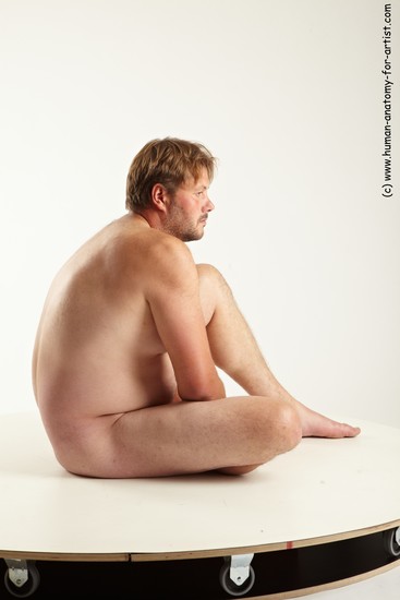 Nude Man White Sitting poses - simple Average Short Blond Sitting poses - ALL Realistic