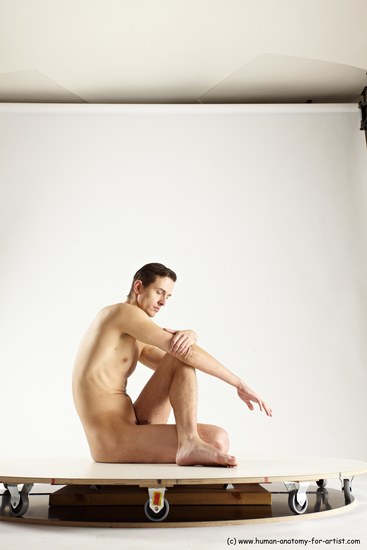 Nude Man White Sitting poses - simple Athletic Short Brown Sitting poses - ALL Multi angles poses Realistic