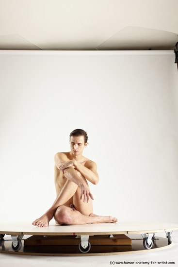 Nude Man White Sitting poses - simple Athletic Short Brown Sitting poses - ALL Multi angles poses Realistic