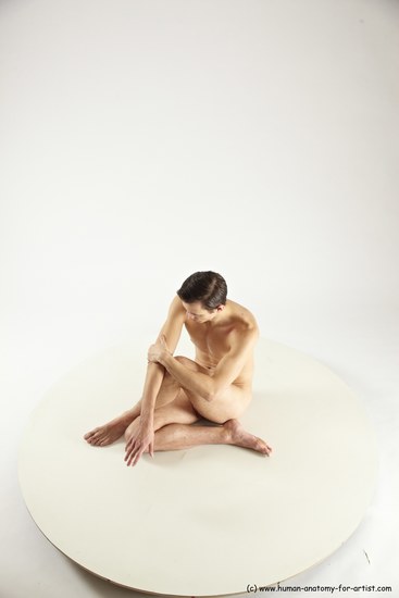 Nude Man White Sitting poses - simple Athletic Short Brown Sitting poses - ALL Multi angles poses Realistic