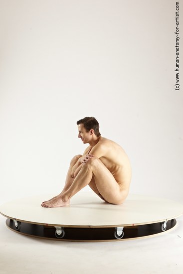 Nude Man White Sitting poses - simple Athletic Short Brown Sitting poses - ALL Multi angles poses Realistic