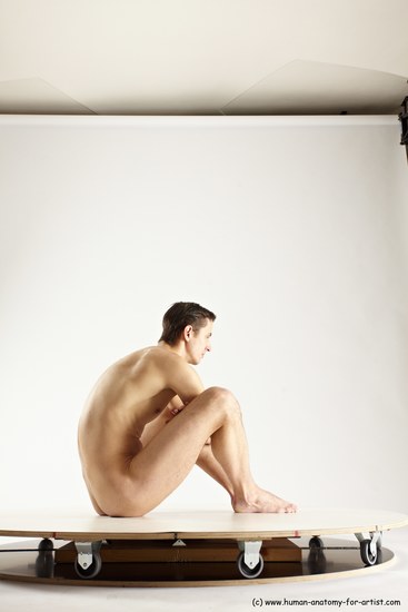 Nude Man White Sitting poses - simple Athletic Short Brown Sitting poses - ALL Multi angles poses Realistic