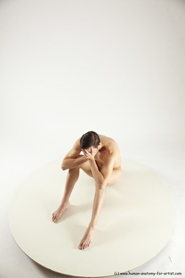 Nude Man White Sitting poses - simple Athletic Short Brown Sitting poses - ALL Multi angles poses Realistic