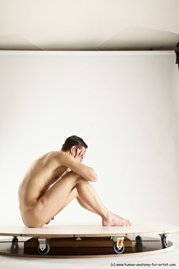 Nude Man White Sitting poses - simple Athletic Short Brown Sitting poses - ALL Multi angles poses Realistic