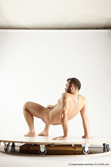 Nude Gymnastic poses Man White Average Short Brown Multi angles poses Realistic