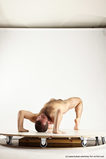 Nude Gymnastic poses Man White Average Short Brown Multi angles poses Realistic