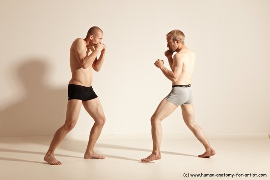 Underwear Martial art Man - Man White Moving poses Slim Short Blond Dynamic poses Academic