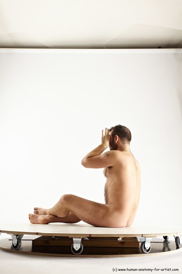 Nude Man White Sitting poses - simple Average Short Brown Sitting poses - ALL Multi angles poses Realistic