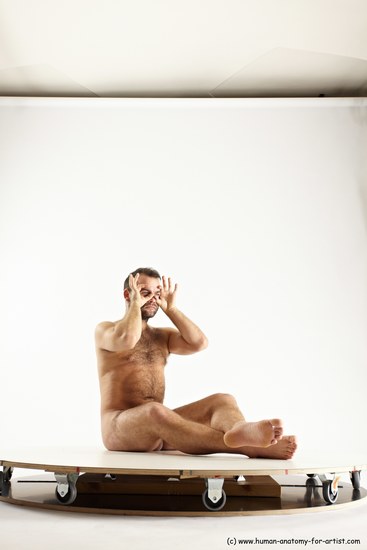 Nude Man White Sitting poses - simple Average Short Brown Sitting poses - ALL Multi angles poses Realistic