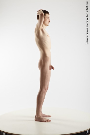 Nude Man White Standing poses - ALL Slim Short Brown Standing poses - simple Realistic