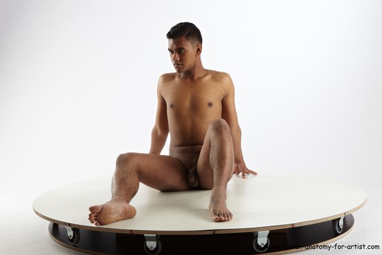 Nude Man Asian Sitting poses - simple Average Short Black Sitting poses - ALL Realistic