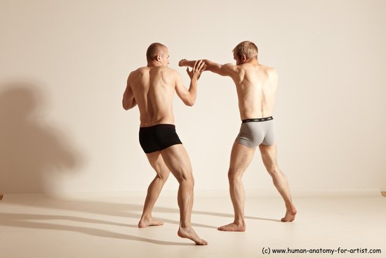 Underwear Martial art Man - Man White Moving poses Slim Short Blond Dynamic poses Academic