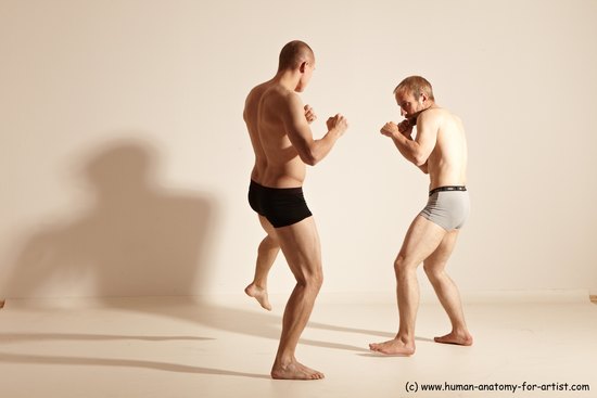 Underwear Martial art Man - Man White Moving poses Slim Short Blond Dynamic poses Academic