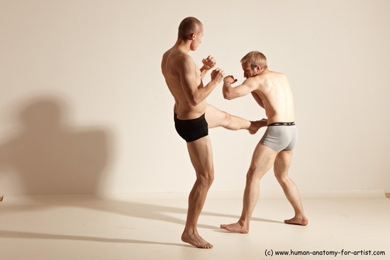 Underwear Martial art Man - Man White Moving poses Slim Short Blond Dynamic poses Academic