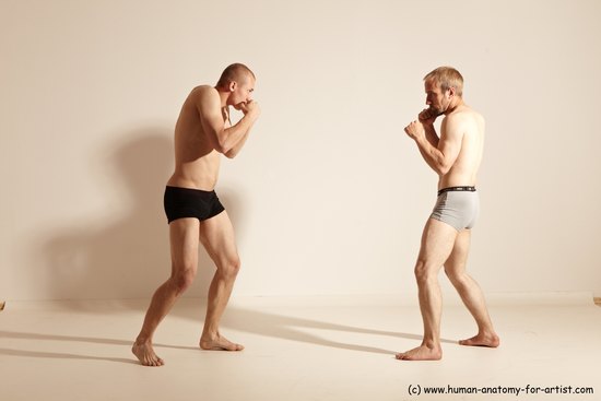 Underwear Martial art Man - Man White Moving poses Slim Short Blond Dynamic poses Academic