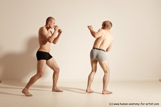 Underwear Martial art Man - Man White Moving poses Slim Short Blond Dynamic poses Academic