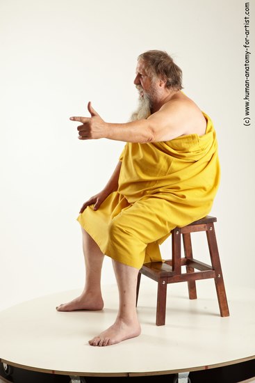 Drape Man White Sitting poses - simple Overweight Short Grey Sitting poses - ALL Academic