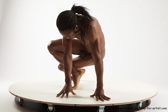 Nude Man Black Athletic Black Dancing Dreadlocks Realistic