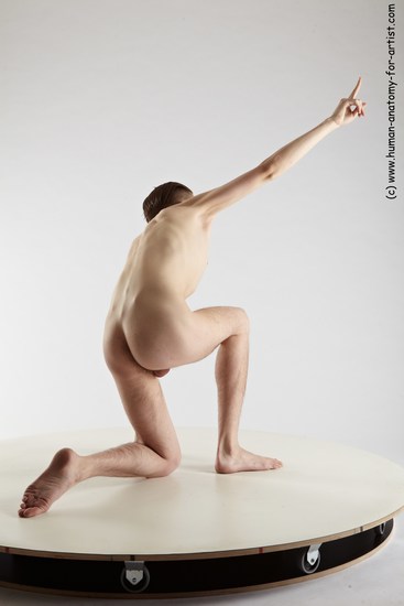 Nude Man White Kneeling poses - ALL Slim Short Brown Kneeling poses - on one knee Realistic