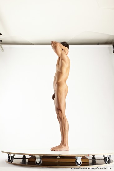 Nude Man White Standing poses - ALL Muscular Short Brown Standing poses - simple Multi angles poses Realistic