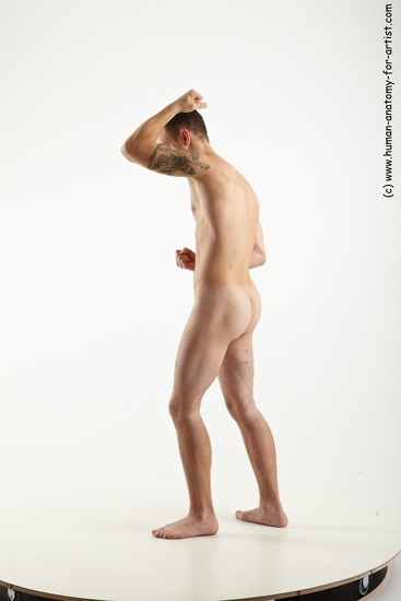 Nude Man White Standing poses - ALL Slim Short Brown Standing poses - simple Realistic