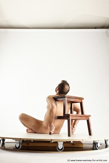 Nude Man White Sitting poses - simple Average Short Brown Sitting poses - ALL Multi angles poses Realistic