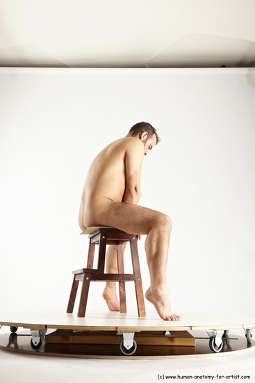 Nude Man White Sitting poses - simple Average Short Brown Sitting poses - ALL Multi angles poses Realistic