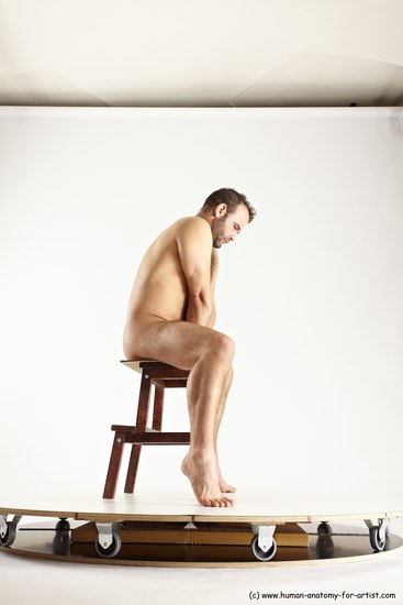 Nude Man White Sitting poses - simple Average Short Brown Sitting poses - ALL Multi angles poses Realistic