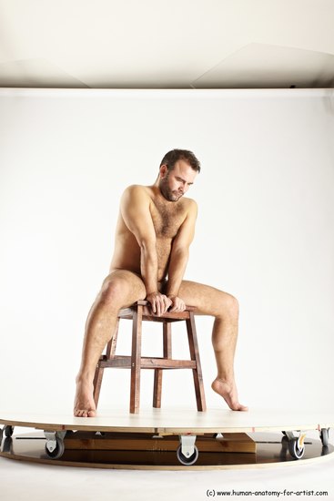 Nude Man White Sitting poses - simple Average Short Brown Sitting poses - ALL Multi angles poses Realistic