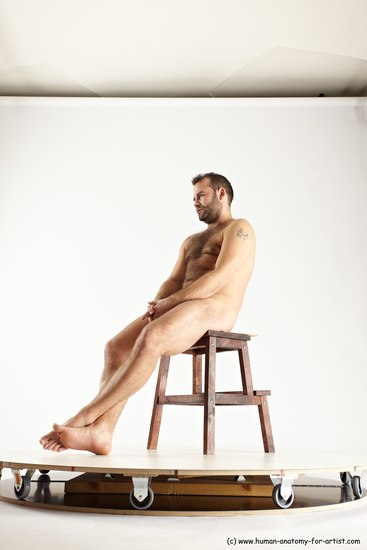 Nude Man White Sitting poses - simple Average Short Brown Sitting poses - ALL Multi angles poses Realistic