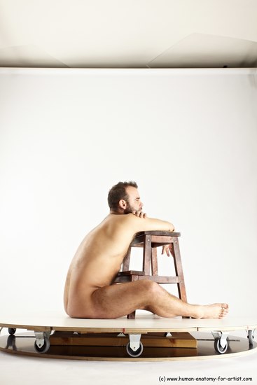 Nude Man White Sitting poses - simple Average Short Brown Sitting poses - ALL Multi angles poses Realistic