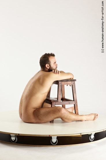 Nude Man White Sitting poses - simple Average Short Brown Sitting poses - ALL Multi angles poses Realistic