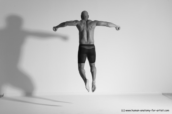 Underwear Gymnastic poses Man Black Muscular Bald Dancing Dynamic poses Academic