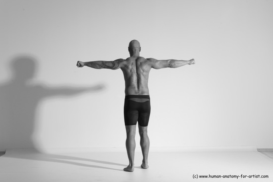 Underwear Gymnastic poses Man Black Muscular Bald Dancing Dynamic poses Academic