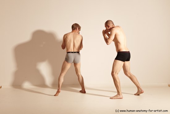 Underwear Martial art Man - Man White Moving poses Slim Short Blond Dynamic poses Academic