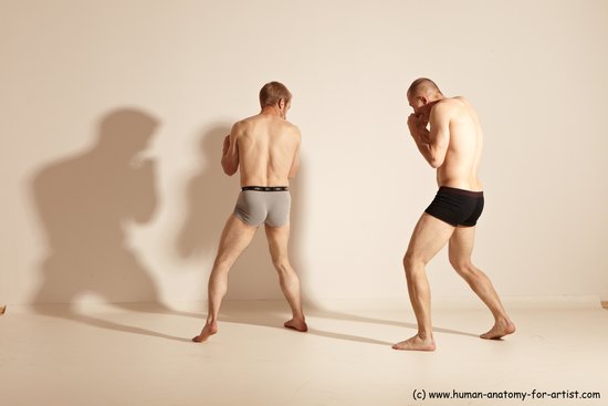 Underwear Martial art Man - Man White Moving poses Slim Short Blond Dynamic poses Academic