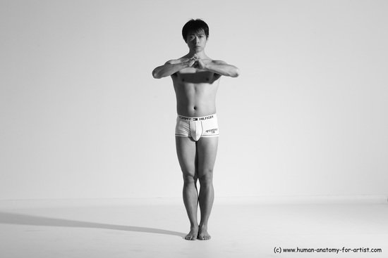 Underwear Martial art Man Asian Moving poses Average Short Black Dynamic poses Academic