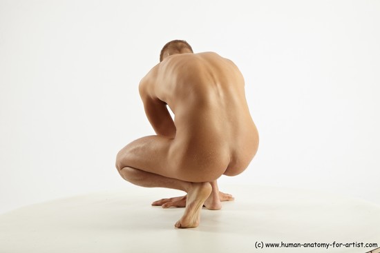 Nude Man White Standing poses - ALL Slim Short Blond Standing poses - knee-bend Realistic