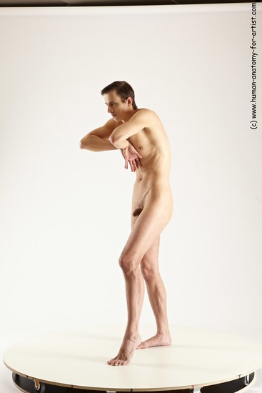 Nude Man White Standing poses - ALL Athletic Short Brown Standing poses - simple Multi angles poses Realistic