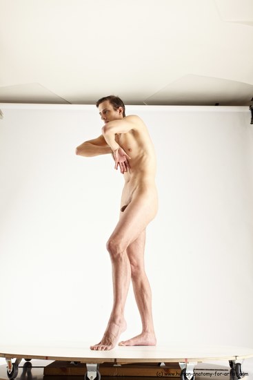 Nude Man White Standing poses - ALL Athletic Short Brown Standing poses - simple Multi angles poses Realistic