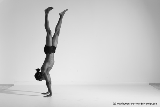 Underwear Gymnastic poses Man Black Athletic Black Dancing Dreadlocks Dynamic poses Academic