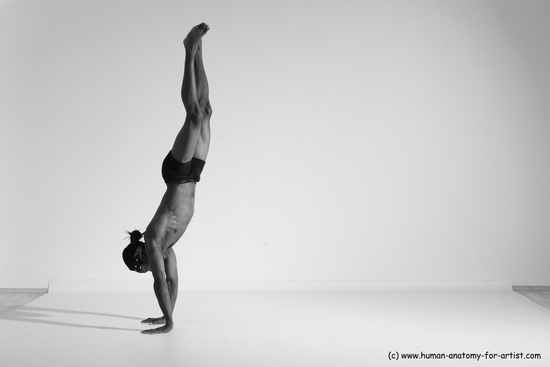 Underwear Gymnastic poses Man Black Athletic Black Dancing Dreadlocks Dynamic poses Academic