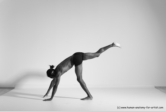 Underwear Gymnastic poses Man Black Athletic Black Dancing Dreadlocks Dynamic poses Academic