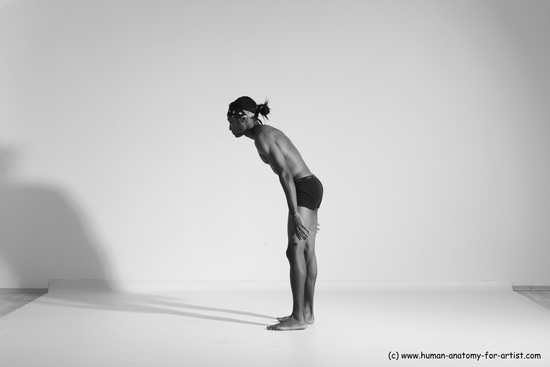 Underwear Gymnastic poses Man Black Athletic Black Dancing Dreadlocks Dynamic poses Academic