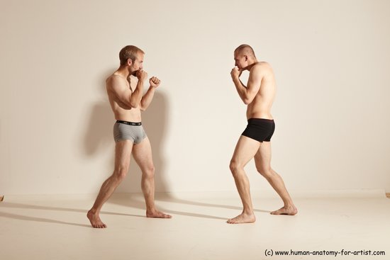 Underwear Martial art Man - Man White Moving poses Slim Short Blond Dynamic poses Academic