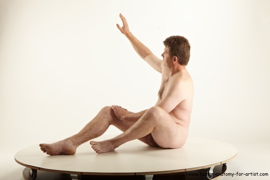 Nude Man White Sitting poses - simple Average Short Brown Sitting poses - ALL Realistic