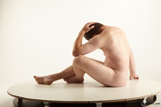 Nude Man White Sitting poses - simple Average Short Brown Sitting poses - ALL Realistic