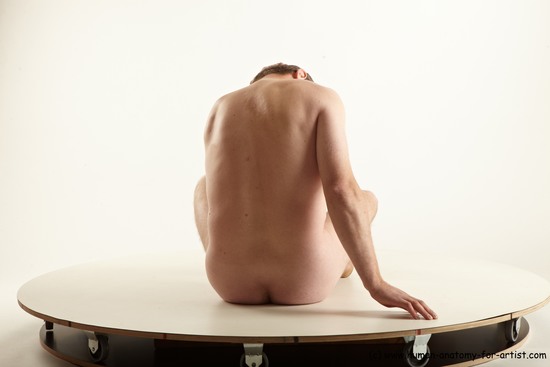 Nude Man White Sitting poses - simple Average Short Brown Sitting poses - ALL Realistic