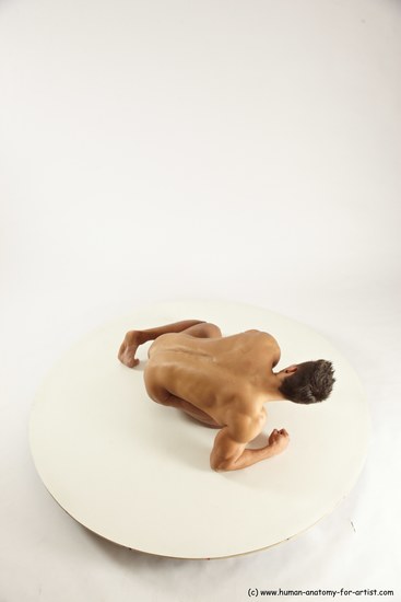 Nude Man White Muscular Short Brown Sitting poses - ALL Sitting poses - on knees Multi angles poses Realistic