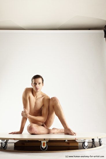 Nude Man White Sitting poses - simple Athletic Short Brown Sitting poses - ALL Multi angles poses Realistic